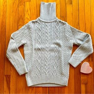 Jeanne Pierre Turtleneck Sweater, Cotton, Gray, Long Sleeve, Size Large